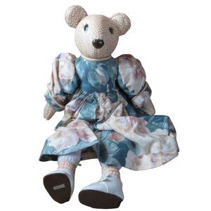 Duncun Polka Dot Bear 20" Doll Cloth Body Ceramic Head & Paws with Clothes